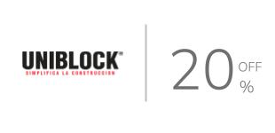 20%,  Descuento en productos de la marca Uniblock